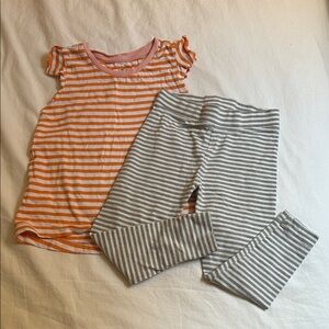 Primary Striped Orange and Gray Toddler Outfit